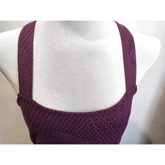 Free People Womens Bodycon Dress Medium Burgundy Crochet Lace Lined Stretch - Picture 5 of 9